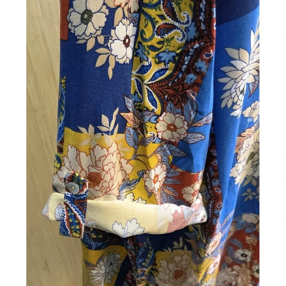 Ruby Rd Sz 2X Ladies ‎ Multicolor Boho Mixed Media Tunic Blouse Floral Rayon - Picture 5 of 8